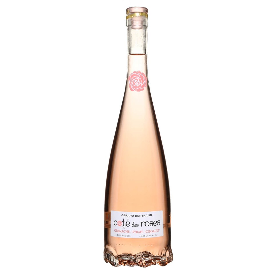 Bottle of Côtes des Roses rosé wine.