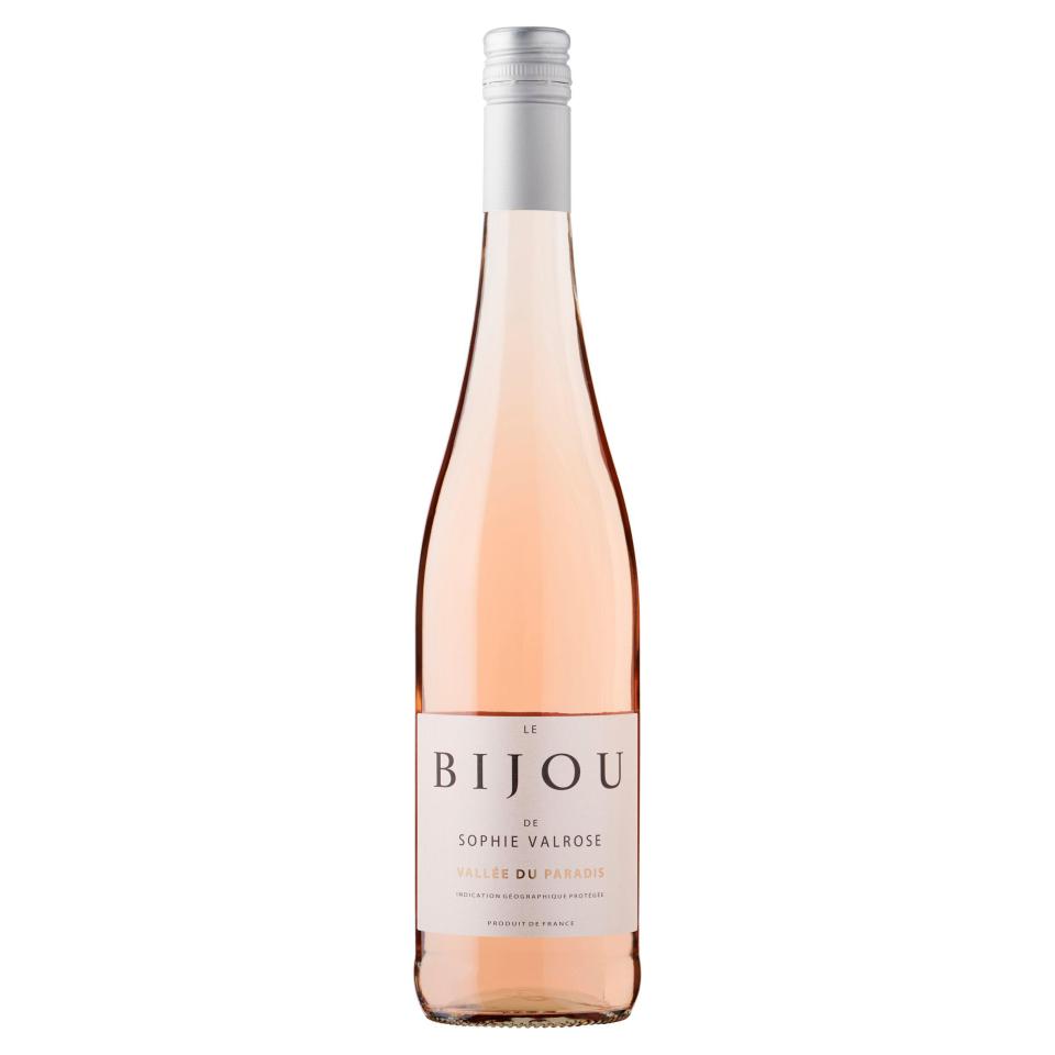 Bottle of Le Bijou Sophie Valrose rosé wine.
