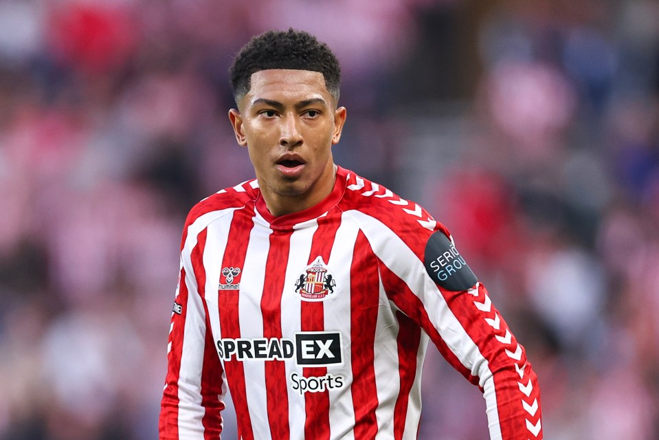Jobe Bellingham of Sunderland in a soccer uniform.