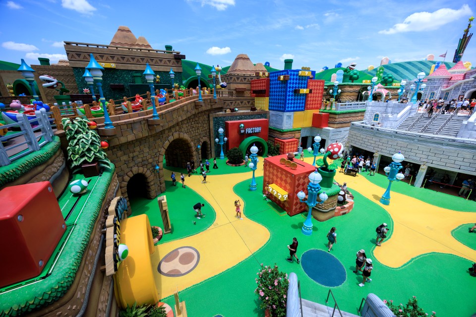 Aerial view of Super Nintendo World at Universal's Epic Universe theme park.