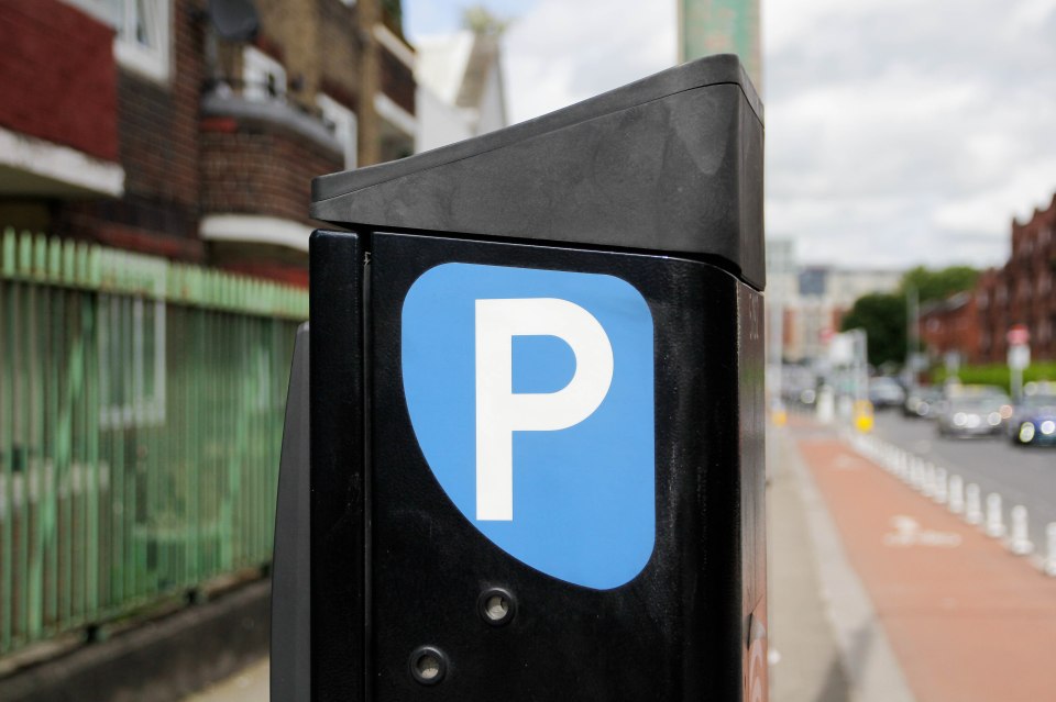 Parking meter with a blue "P" sign.