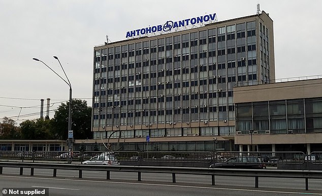 Reports from Moscow claimed Ukrainian drone-making facilities around the Antonov aircraft-making plant (pictured) in Kyiv had been hit