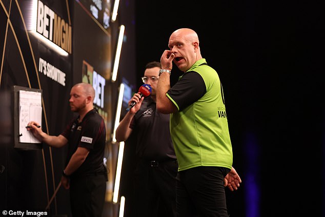 Aspinall suggested Van Gerwen looked like he was 'giving up' during their match on Thursday