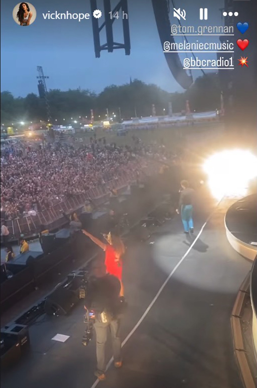Pregnant Vick Hope at BBC Radio 1's Big Weekend.