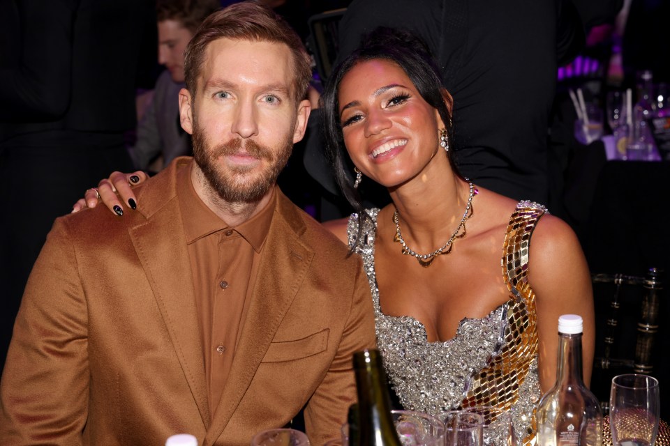 Calvin Harris and Vick Hope at the BRIT Awards 2024.