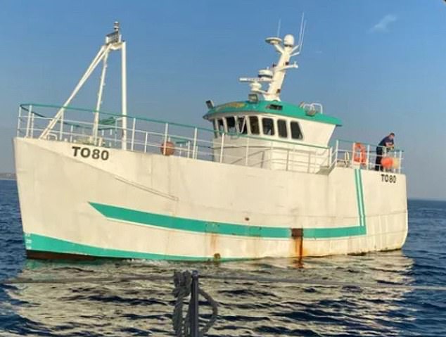 The Francesca TO 80, which is registered in Truro, Cornwall, was spotted 30 nautical miles off the island of Batz, off Roscoff, Brittany and has been escorted to Brest