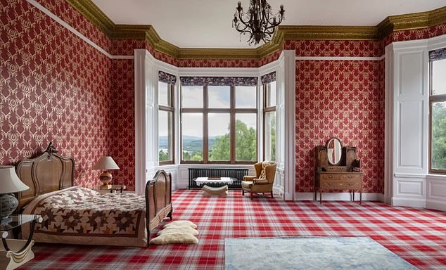 One of the bedrooms at the £5million Carbisdale Castle, near Bonar Bridge in Sutherland