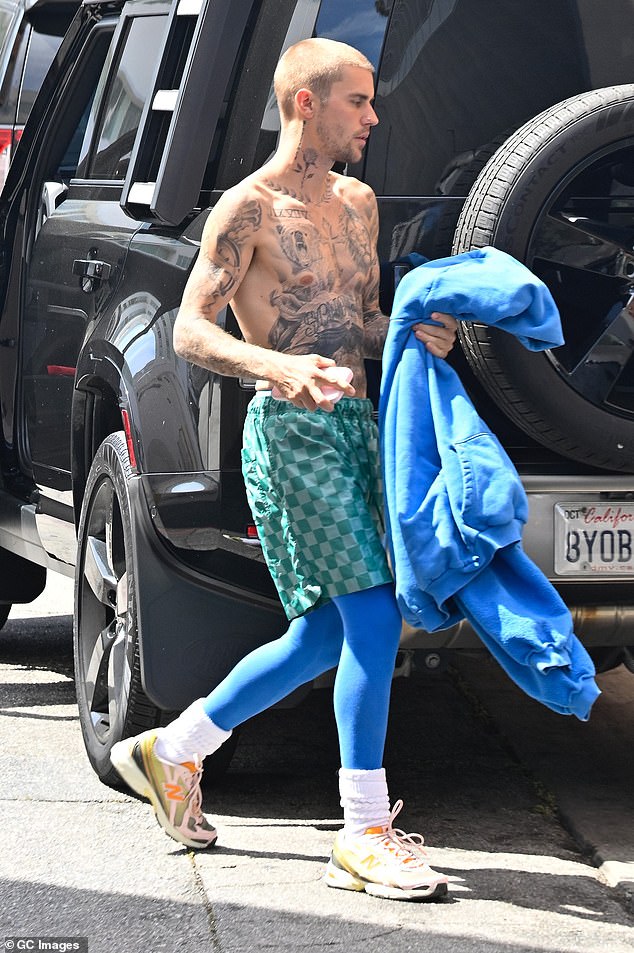Just the day before, the 31-year-old pop star was seen shirtless during a bizarre outing in Beverly Hills