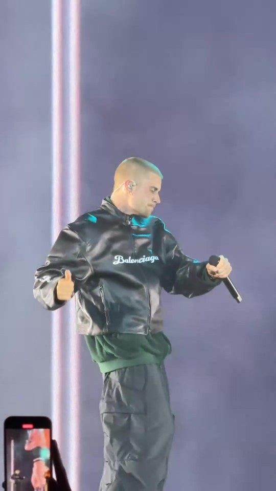 Justin Bieber onstage at a Kendrick Lamar and SZA concert.