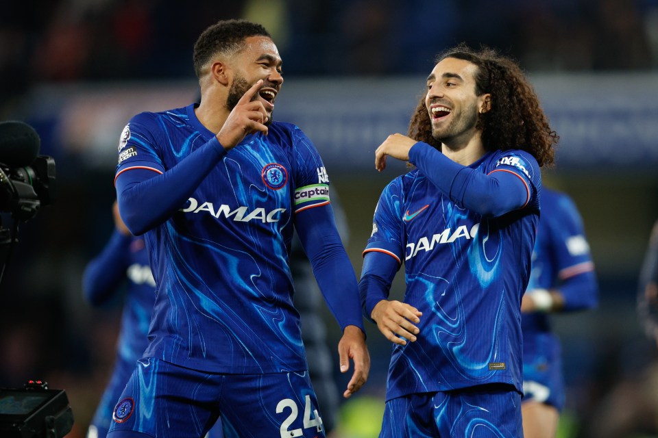 Reece James and Marc Cucurella of Chelsea celebrating.