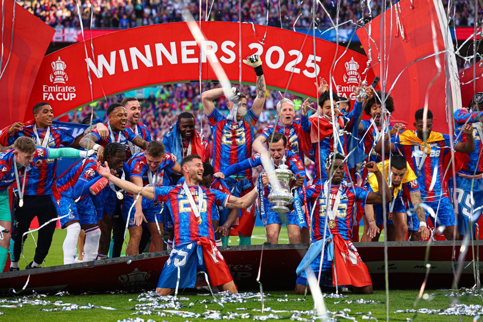 Crystal Palace players celebrating their FA Cup victory.