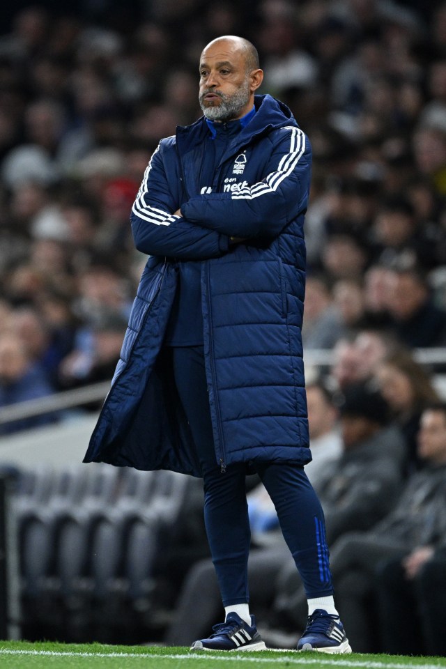 Nuno Espirito Santo, Nottingham Forest manager, at a soccer match.