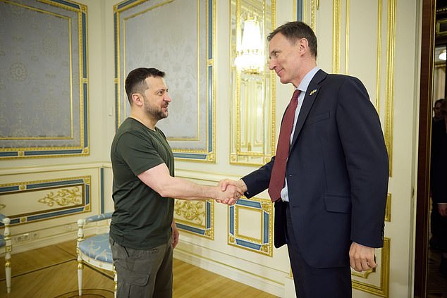 The first step we need to take is to rediscover self-belief in Britain and in other democracies whose way of life is at risk. Jeremy Hunt with Ukrainian president Volodymyr Zelensky
