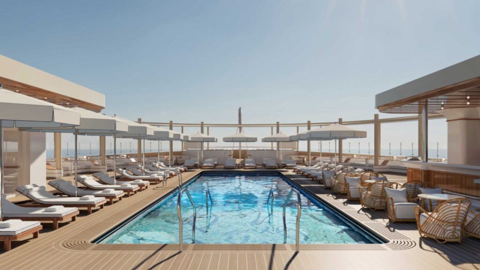 Illustration of a pool and lounge area on a luxury superyacht.