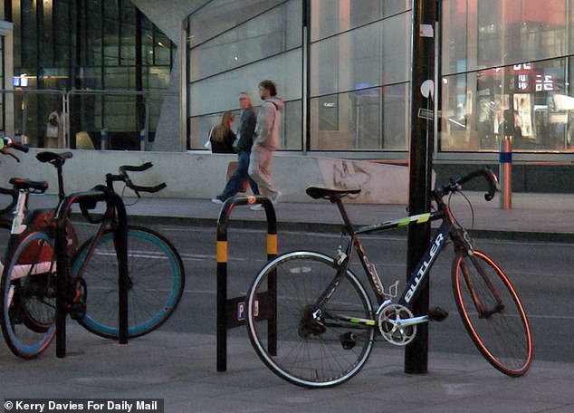 We propped up the bike near a rack outside a Starbucks, left it unlocked, and waited