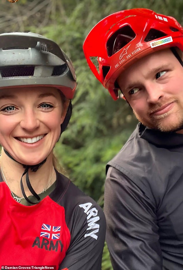 Damian Groves, 34, pictured with his partner Emily Smith, was horrified when burglars stole four professional cycles valued at £36,000 in Newcastle-under-Lyme in June last year