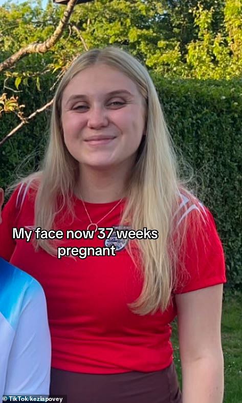 Then, sharing her photos of her face at 37 weeks pregnant, Kezia appeared notably different, with a rosier complexion and puffier cheeks