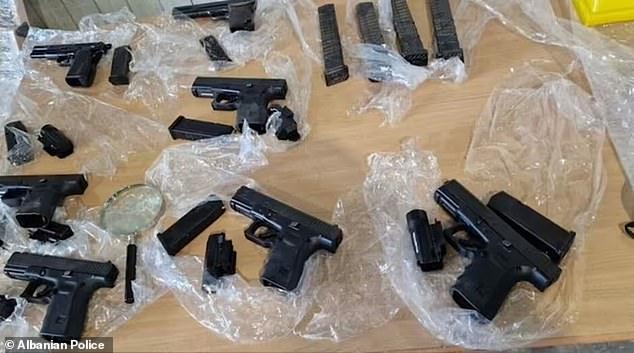 Pictured: Guns found in a courier van driven stopped in Albania that were UK bound