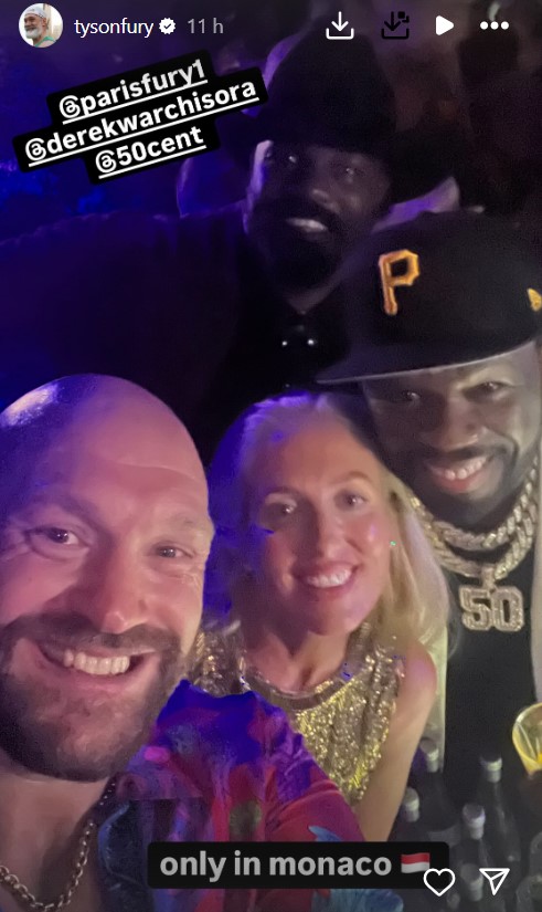 Tyson Fury, his wife, and 50 Cent in Monaco.
