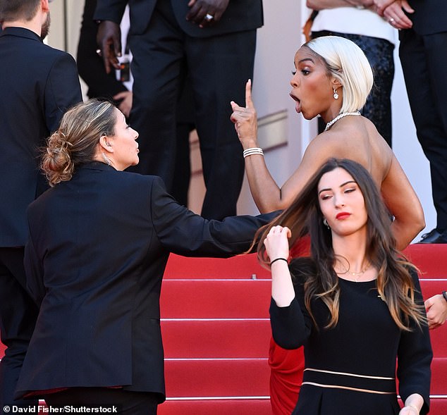 Kelly Rowland appeared to scold on a security guard while walking the red carpet at the Cannes Film Festival last year as she exclaimed: 'Don't talk to me like that'