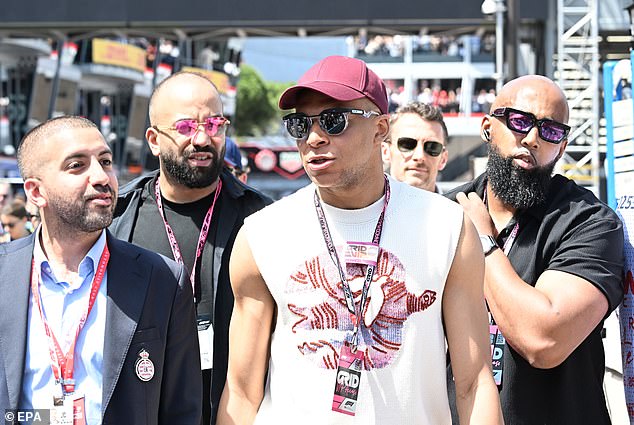 Soccer star Kylian Mbappe hot-footed it down from Paris to take in the race action in Monaco