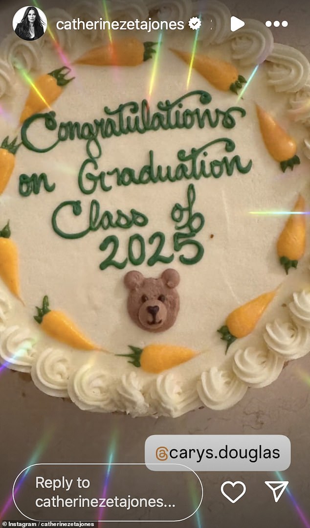 The occasion, which saw Carys obtain a degree in Film and International Relations from the prestigious an Ivy League school, was also celebrated with a carrot cake