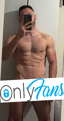 Man taking a selfie, OnlyFans logo obscuring genitals.