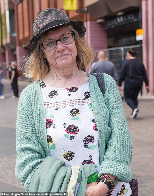 Pictured: Retired teacher Ann outside the former Debenhams store lying empty in the centre of Ipswich, Suffolk