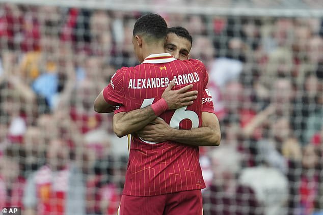 Mohamed Salah gave the 26-year-old a warm hug after the Egyptian's equalising goal