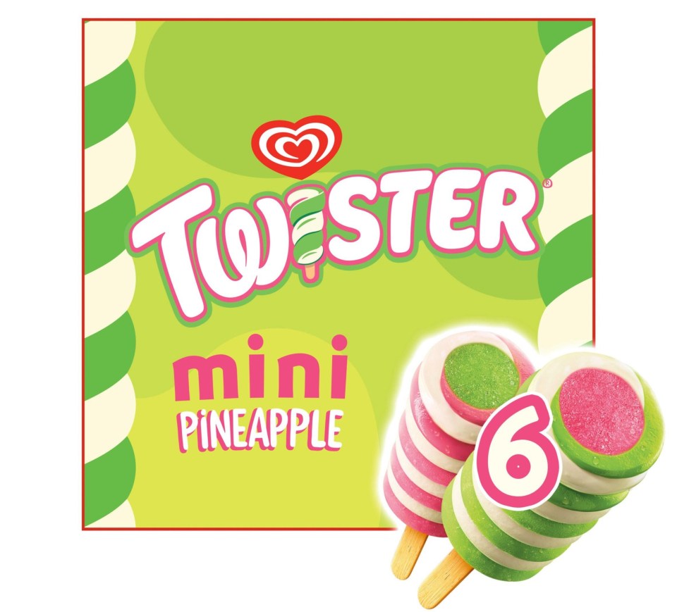 Illustration of Twister mini pineapple ice pops.