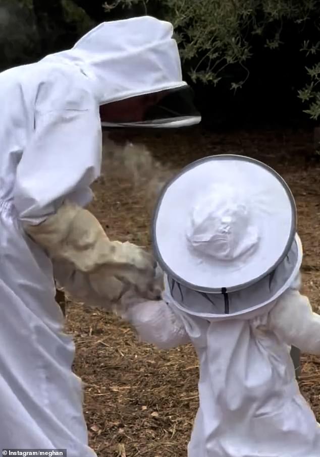 The Duchess of Sussex took to Instagram to post the sweet video where she could be seen holding her daughters hand walking towards a beehive