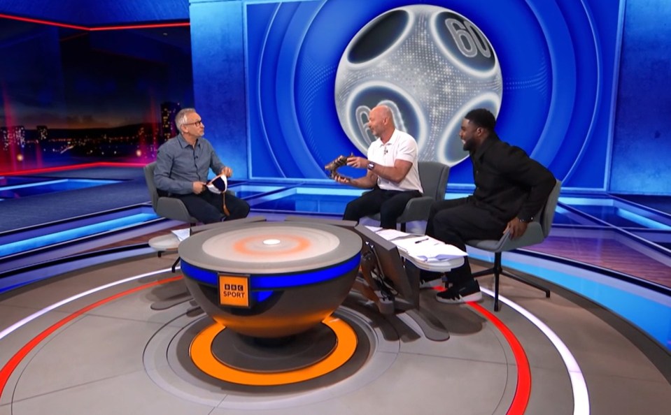 Gary Lineker on Match of the Day, receiving a tribute.