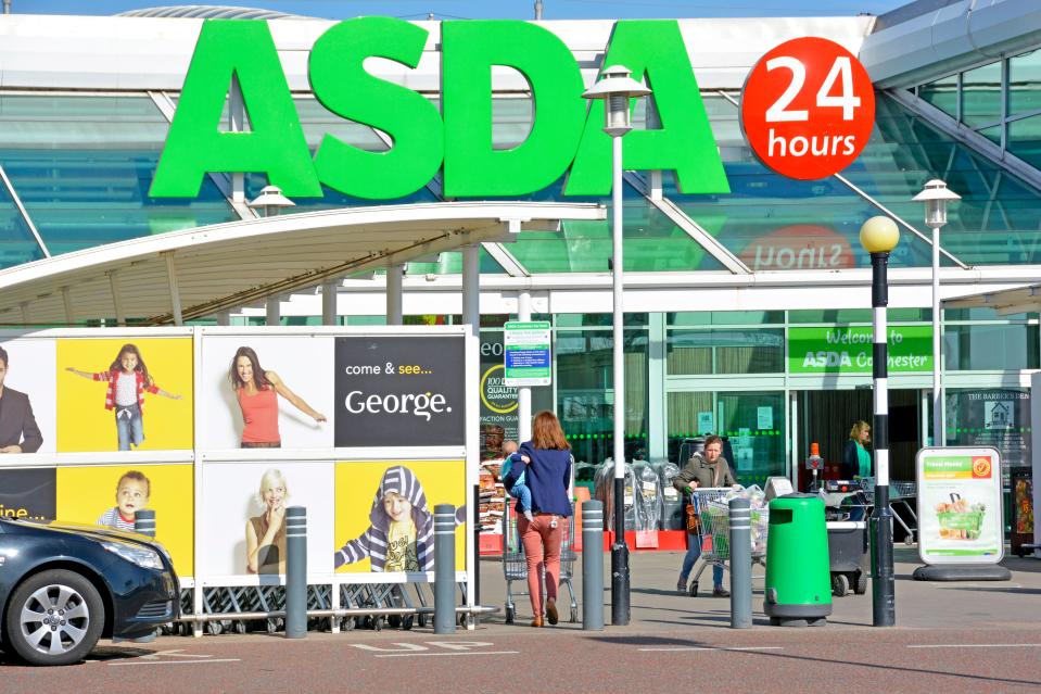 Exterior view of an Asda supermarket in Colchester, UK.