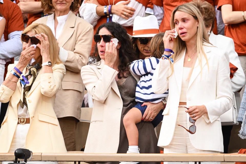 Family members crying at a tribute ceremony for Rafael Nadal.