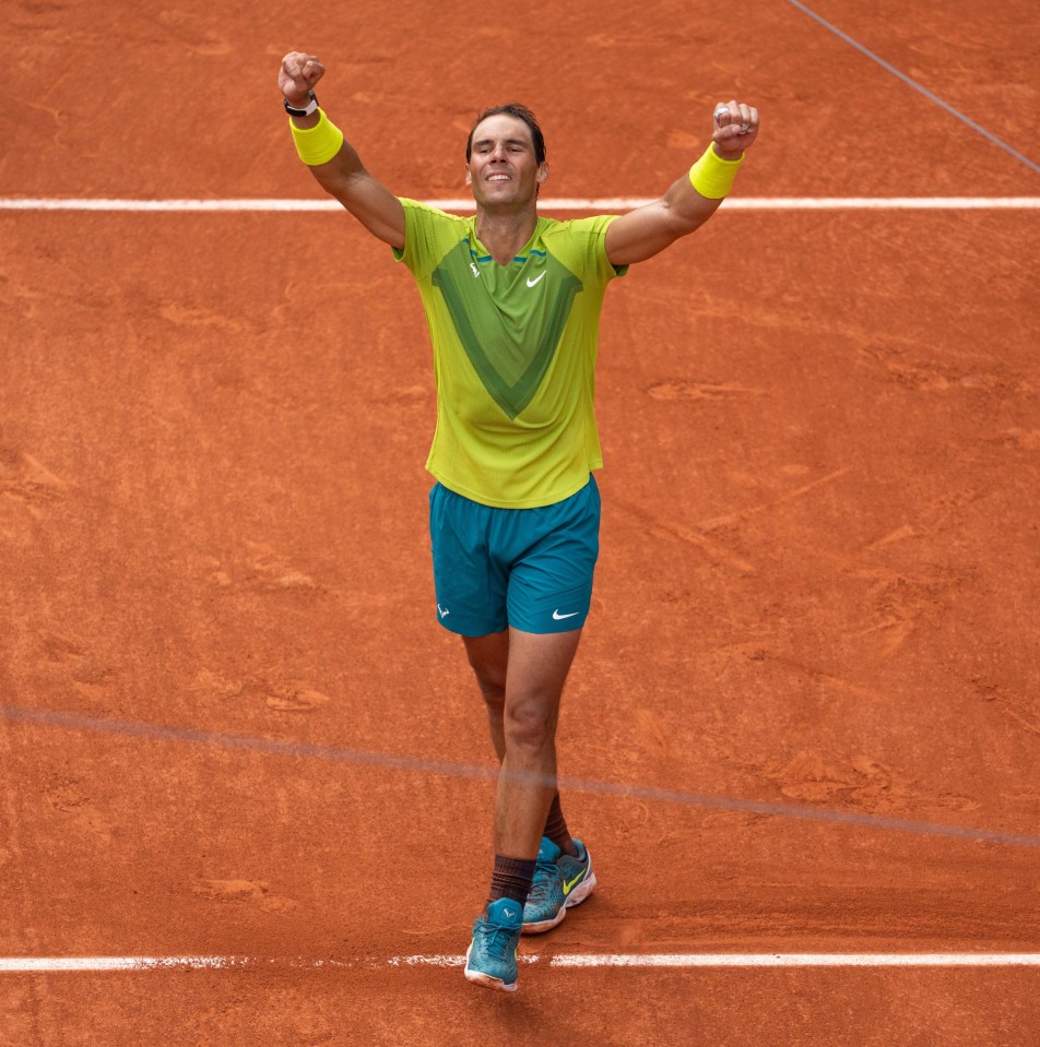Rafael Nadal celebrating his French Open victory.