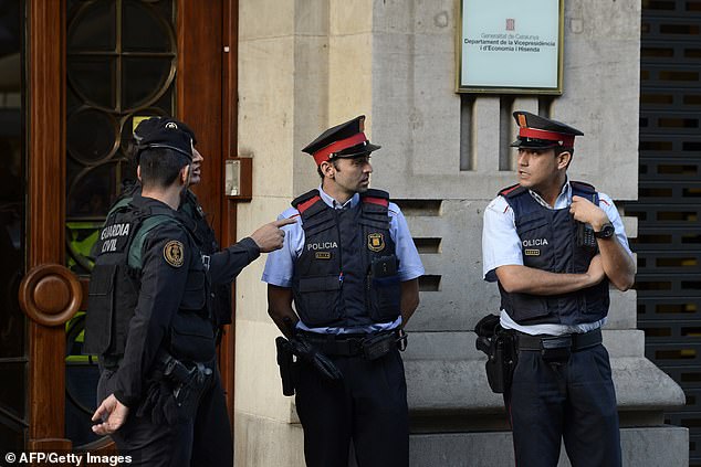 A spokesman for the Mossos d'Esquadra regional police force confirmed a two-day search for the missing Brit was undertaken. Pictured: Officers of the Catalan regional police force (file image)