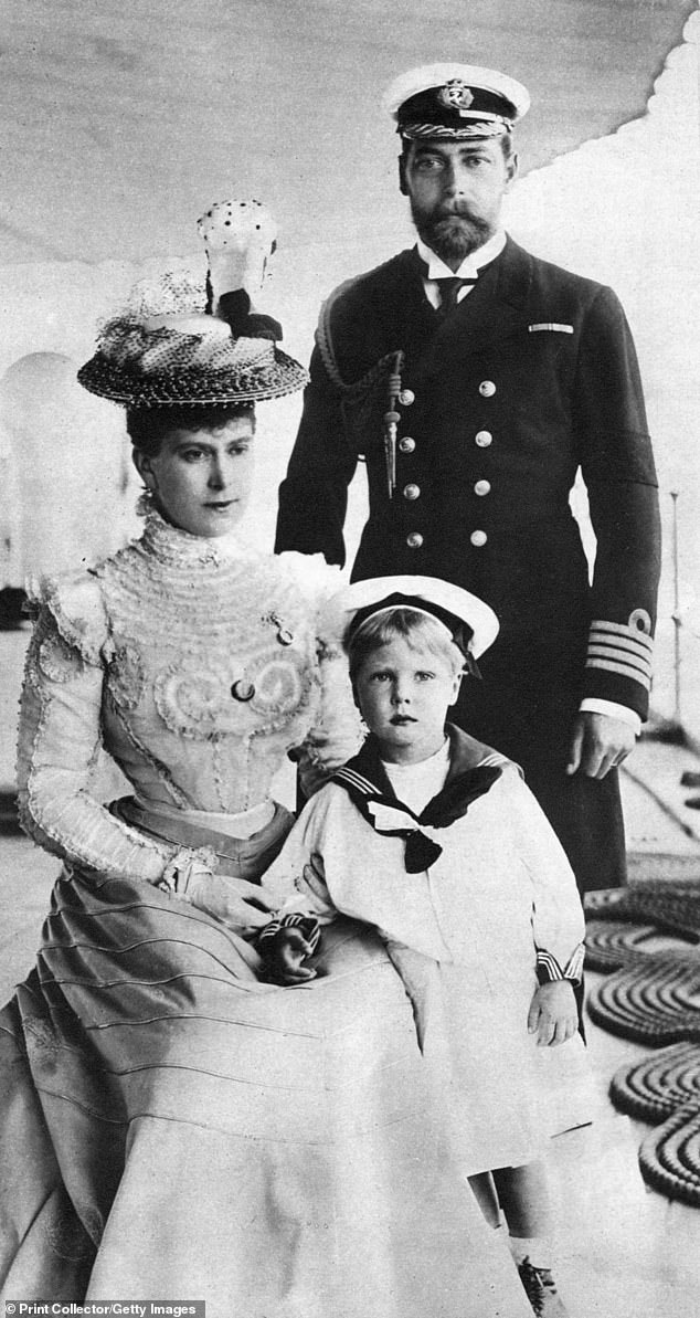 Queen Mary and King George V and a young King Edward VIII. With the help of Queen Victoria, Mary married George who was now second in line to the throne