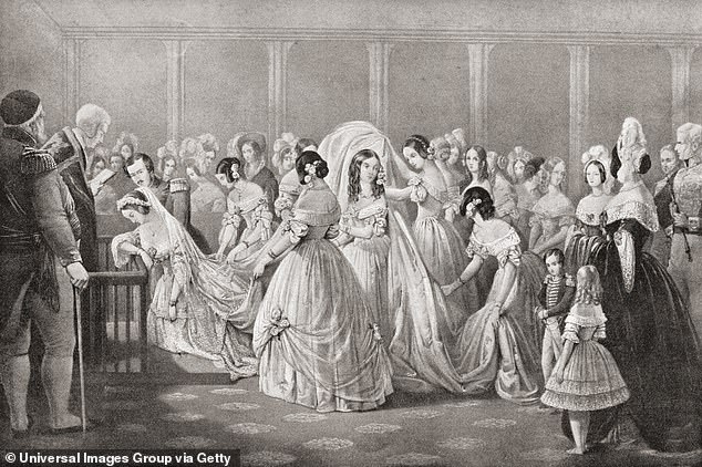 Queen Victoria at her wedding to Prince Albert in 1840