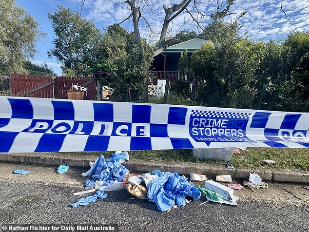Police tape outside the house Pheobe was living in with Bromley and Wood