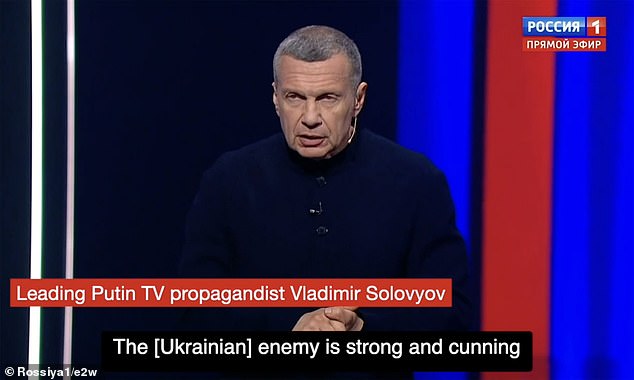 Leading Putin TV propagandist Vladimir Solovyov admitted that Ukrainian fighters are holding up Russia