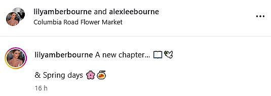 'A new chapter,' she captioned the snaps - as her baby bump could be seen as she went for a stroll with a bunch of flowers