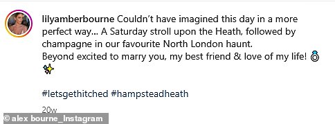 Alex and Lily then got engaged last summer on Hampstead Heath after meeting earlier that year (seen announcing their engagement)