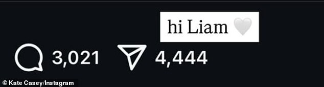 The influencer discovered an old social media tribute to the singer had been shared 4,444 times - similar to the 4:44 figure adopted by the couple as their 'angel number'