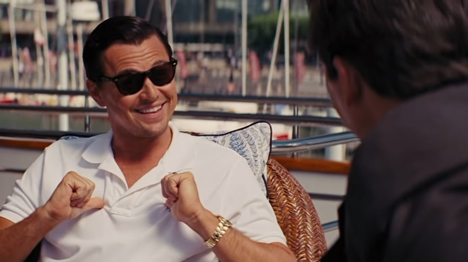 Screenshot of Leonardo DiCaprio from The Wolf of Wall Street.