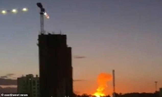 The moment Ukrainian kamikaze drones strike a military facility in Russia in the early hours of May 26