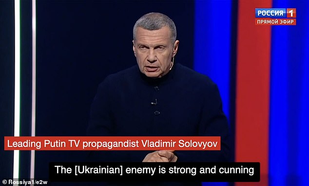 Leading Putin TV propagandist Vladimir Solovyov admitted that Ukrainian fighters are holding up Russia