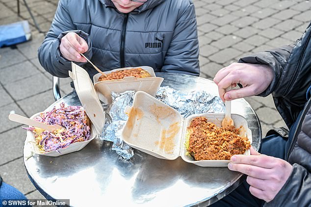 His hugely popular stall sells £5 jacket potatoes with a range of tasty fillings in Tamworth, Staffordshire