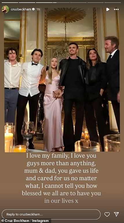 The 20-year-old aspiring musician penned: ‘I love my family. I love you guys more than anything, mum and dad you gave us life and cared for us no matter what,'
