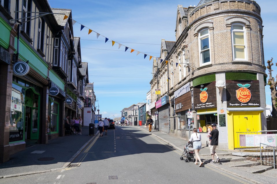 Street scene in Newquay, Cornwall.