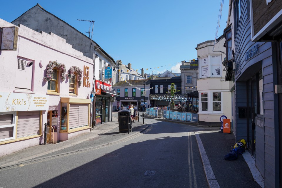 Street scene in Newquay, Cornwall.